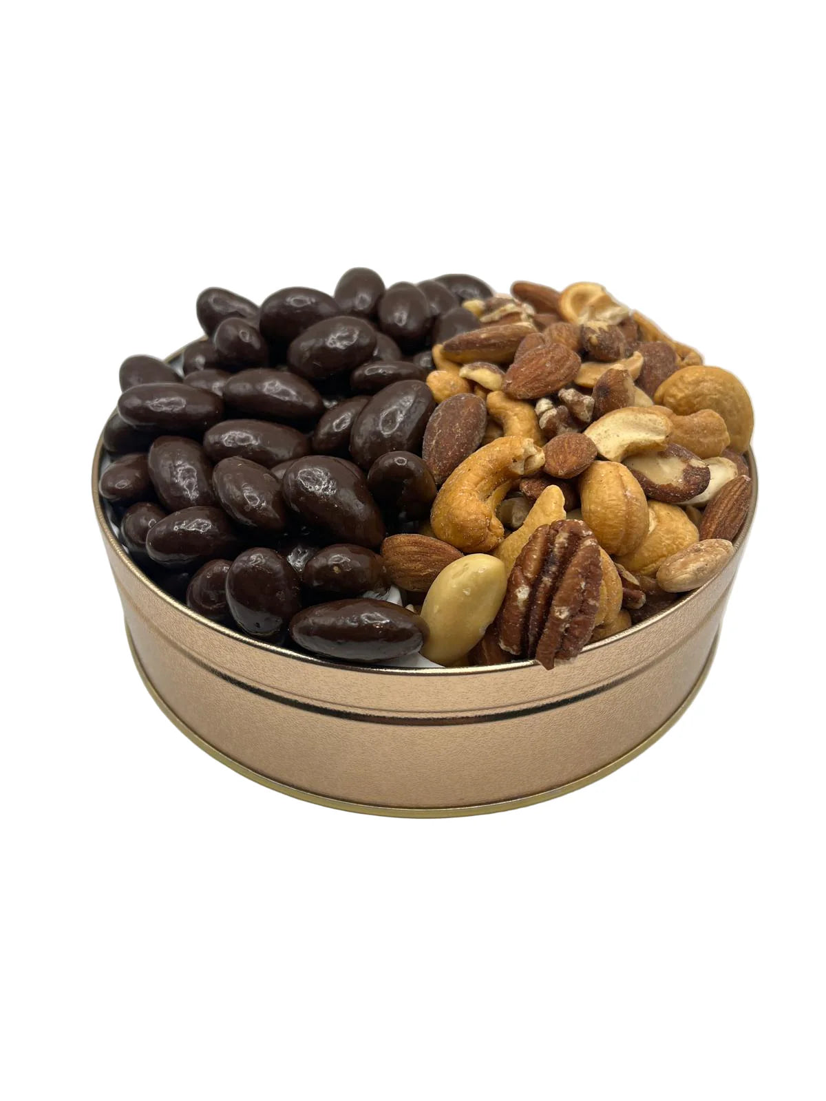 Deluxe Mixed Nuts & Chocolate Covered Almonds Variety Holiday Tin