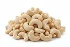 a pile of raw 180 cashews with white background